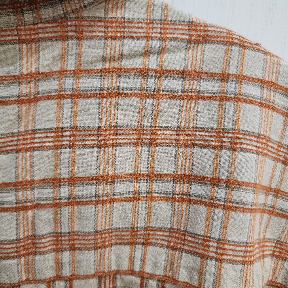 Columbia Orange Plaid Check Short Sleeve Button Up Shirt Size Large Cotton - Picture 8 of 10